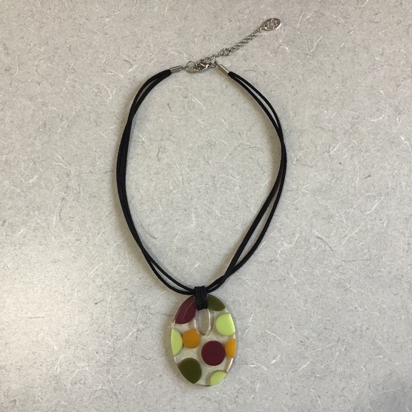 2/$25 Caracol Necklace with Polka Dot Resin Pendant - Picture 7 of 15